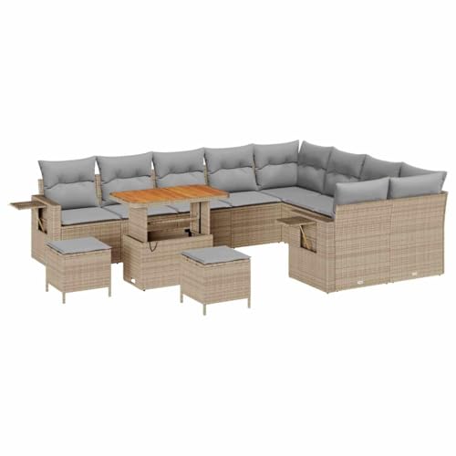 GFMGUEMV Poly-Rattan Gartenmöbel Set 13-Teilig Grau/Dunkelgrau 110 cm
