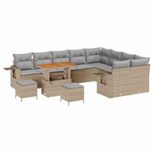 Laden Sie das Bild in den Galerie-Viewer, GFMGUEMV Poly-Rattan Gartenmöbel Set 13-Teilig Grau/Dunkelgrau 110 cm