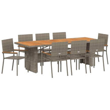 Laden Sie das Bild in den Galerie-Viewer, GFMGUEMV Gartenmöbel Set Grau Poly-Rattan 9-teilig