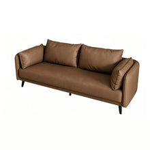 Laden Sie das Bild in den Galerie-Viewer, KIBONCY 3-Sitzer Ledersofa 80 cm Schwarz