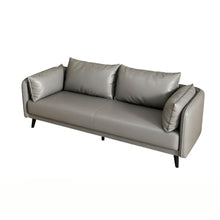 Laden Sie das Bild in den Galerie-Viewer, KIBONCY 3-Sitzer Ledersofa 80 cm Schwarz