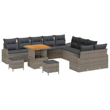 Laden Sie das Bild in den Galerie-Viewer, GFMGUEMV Modulares Rattan Sofa-Set 14-teilig Grau Mit Höhenverstellbarem Tisch