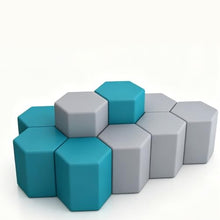 Laden Sie das Bild in den Galerie-Viewer, KIBONCY Hexagonales Modulares Sitzpouf-Set 60x40cm Mehrfarbig
