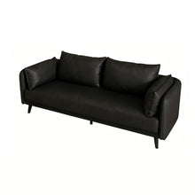 Laden Sie das Bild in den Galerie-Viewer, KIBONCY 3-Sitzer Ledersofa 80 cm Schwarz
