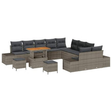 Laden Sie das Bild in den Galerie-Viewer, GFMGUEMV Gartenmöbel Set 14-Teilig Poly-Rattan Grau 110 Cm Tisch