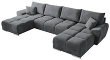 Laden Sie das Bild in den Galerie-Viewer, BROMARKT NUBES U Ecksofa mit Schlaffunktion und Bettkasten 372x184x85 cm Graphit