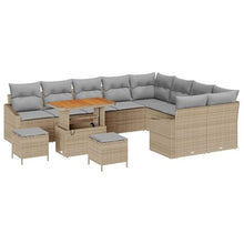 Laden Sie das Bild in den Galerie-Viewer, GFMGUEMV Gartensofa-Set 12-teilig Beige Poly-Rattan Stahl