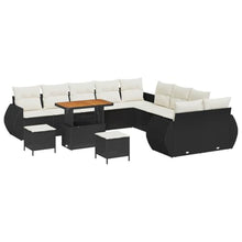 Laden Sie das Bild in den Galerie-Viewer, GFMGUEMV 13-teilig Poly-Rattan Lounge Set Beige mit Akazienholz-Tisch