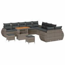 Laden Sie das Bild in den Galerie-Viewer, GFMGUEMV 13-teilig Poly-Rattan Lounge Set Beige mit Akazienholz-Tisch