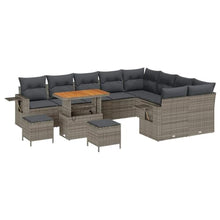 Laden Sie das Bild in den Galerie-Viewer, GFMGUEMV Poly-Rattan Gartenmöbel Set 13-Teilig Grau/Dunkelgrau 110 cm