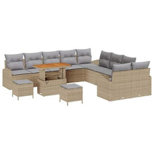 Laden Sie das Bild in den Galerie-Viewer, GFMGUEMV Modulares Rattan Sofa-Set 14-teilig Grau Mit Höhenverstellbarem Tisch