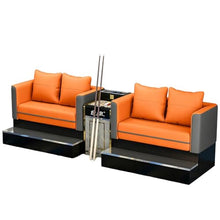 Laden Sie das Bild in den Galerie-Viewer, Kiboncy 4-Sitzer Billard Zuschauersofa Set Wasserabweisend Schwarz