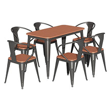 Laden Sie das Bild in den Galerie-Viewer, Kunststoff Holz Stapelstuhl Set 4/6 Stühle Mit Tisch Schwarz