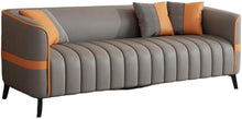 Laden Sie das Bild in den Galerie-Viewer, KIBONCY Faux Leather Accent Sofa 128cm Modern Upholstered Couch Metal Legs