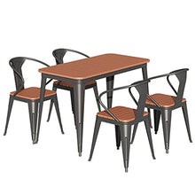 Laden Sie das Bild in den Galerie-Viewer, Generisch Kunststoffholz Stapelstuhl Set 4 Stühle Tisch 120x60x75 cm Schwarz