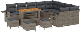GFMGUEMV Poly-Rattan Gartenmöbel Set 13-Teilig Grau/Dunkelgrau 110 cm