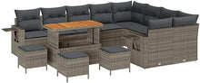 Laden Sie das Bild in den Galerie-Viewer, GFMGUEMV Poly-Rattan Gartenmöbel Set 13-Teilig Grau/Dunkelgrau 110 cm