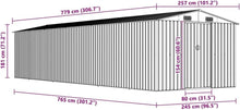 Laden Sie das Bild in den Galerie-Viewer, Gartenhaus Anthrazit Verzinkter Stahl 257x779x181cm Doppelschiebetür Belüftung