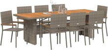 Laden Sie das Bild in den Galerie-Viewer, GFMGUEMV Gartenmöbel Set Grau Poly-Rattan 9-teilig