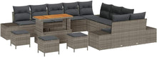 Laden Sie das Bild in den Galerie-Viewer, GFMGUEMV Gartenmöbel Set 14-Teilig Poly-Rattan Grau 110 Cm Tisch
