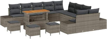 Laden Sie das Bild in den Galerie-Viewer, GFMGUEMV Gartenmöbel Set 14-Teilig Poly-Rattan Grau 110 Cm Tisch