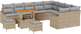 GFMGUEMV Gartensofa-Set 12-teilig Beige Poly-Rattan Stahl