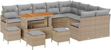 Laden Sie das Bild in den Galerie-Viewer, GFMGUEMV 13-Teiliges Gartensofa-Set Poly-Rattan Beige Hellgrau