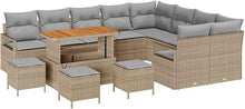 Laden Sie das Bild in den Galerie-Viewer, GFMGUEMV 13-Teiliges Gartensofa-Set Poly-Rattan Beige Hellgrau