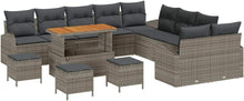Laden Sie das Bild in den Galerie-Viewer, GFMGUEMV Modulares Rattan Sofa-Set 14-teilig Grau Mit Höhenverstellbarem Tisch