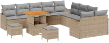 Laden Sie das Bild in den Galerie-Viewer, GFMGUEMV Poly Rattan Garten-Sofa-Set 13-Tlg. Beige &amp; Hellgrau 80 cm