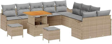 Laden Sie das Bild in den Galerie-Viewer, GFMGUEMV Poly Rattan Garten-Sofa-Set 13-Tlg. Beige &amp; Hellgrau 80 cm