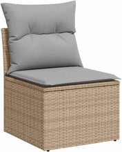 Laden Sie das Bild in den Galerie-Viewer, GFMGUEMV 13-teilig Poly-Rattan Lounge Set Beige mit Akazienholz-Tisch