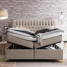 Laden Sie das Bild in den Galerie-Viewer, Bettco Boxspringbett Mit Bettkasten Dunkelgrau 140x200 Cm Ohne Topper
