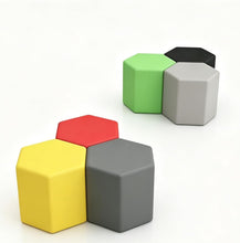 Laden Sie das Bild in den Galerie-Viewer, KIBONCY Hexagonales Modulares Sitzpouf-Set 60x40cm Mehrfarbig