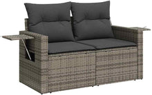 Laden Sie das Bild in den Galerie-Viewer, GFMGUEMV Poly-Rattan Gartenmöbel Set 13-Teilig Grau/Dunkelgrau 110 cm