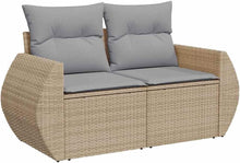 Laden Sie das Bild in den Galerie-Viewer, GFMGUEMV 13-teilig Poly-Rattan Lounge Set Beige mit Akazienholz-Tisch