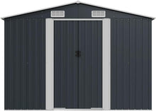 Laden Sie das Bild in den Galerie-Viewer, Gartenhaus Anthrazit Verzinkter Stahl 257x779x181cm Doppelschiebetür Belüftung
