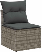 Laden Sie das Bild in den Galerie-Viewer, GFMGUEMV Modulares Rattan Sofa-Set 14-teilig Grau Mit Höhenverstellbarem Tisch