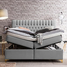 Laden Sie das Bild in den Galerie-Viewer, Bettco Boxspringbett Mit Bettkasten Dunkelgrau 140x200 Cm Ohne Topper