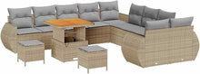 Laden Sie das Bild in den Galerie-Viewer, GFMGUEMV 13-teilig Poly-Rattan Lounge Set Beige mit Akazienholz-Tisch