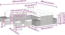 Laden Sie das Bild in den Galerie-Viewer, GFMGUEMV Gartenmöbel Set 14-Teilig Poly-Rattan Grau 110 Cm Tisch