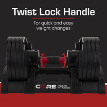 Laden Sie das Bild in den Galerie-Viewer, CORE FITNESS Verstellbares Hantel-Set 2x 22,7 Kg Schwarz