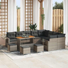 Laden Sie das Bild in den Galerie-Viewer, GFMGUEMV Poly-Rattan Gartenmöbel Set 13-Teilig Grau/Dunkelgrau 110 cm