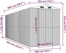 Laden Sie das Bild in den Galerie-Viewer, Kaloriko Geräteschuppen Grün Verzinkter Stahl 192x606x223 cm Doppelte Schiebetüren