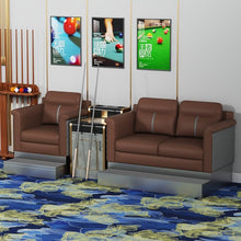 Laden Sie das Bild in den Galerie-Viewer, KIBONCY 3-Sitzer PU-Leder Billard Zuschauersofa Modulares Set Mehrfarbig