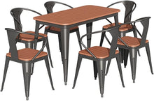 Laden Sie das Bild in den Galerie-Viewer, Kunststoff Holz Stapelstuhl Set 4/6 Stühle Mit Tisch Schwarz