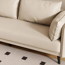 Laden Sie das Bild in den Galerie-Viewer, KIBONCY 3-Sitzer Ledersofa 80 cm Schwarz