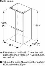 Laden Sie das Bild in den Galerie-Viewer, Bosch KMC85LBEA Serie 4 French Door Kühl-Gefrier-Kombination 189,5x85,5 cm 324/223 L NoFrost Schwarz