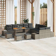 Laden Sie das Bild in den Galerie-Viewer, GFMGUEMV Gartenmöbel Set 14-Teilig Poly-Rattan Grau 110 Cm Tisch
