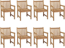 Laden Sie das Bild in den Galerie-Viewer, HGNFREF Massivholz Gartenstühle Set 8 Stk. mit Cremeweißen Kissen 58x90x60 Cm